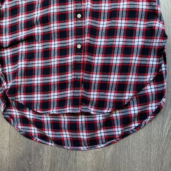 Aritzia Wilfred Free Charlotte Button Down Shirt Plaid Flannel Side Slit XS - Picture 11 of 15